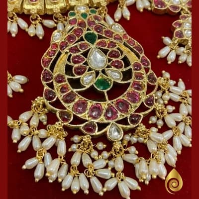 Bridal Stone & Pearl Drop Necklace Set thumbnail 1