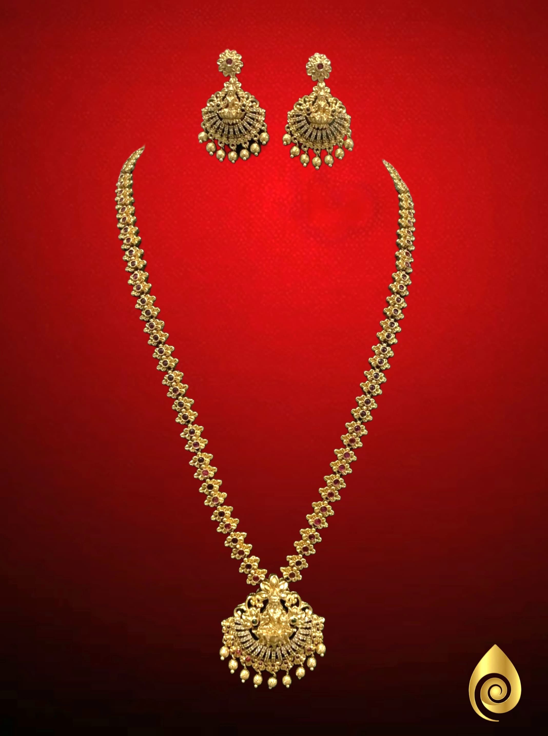 Floral Chain-Style Haram with Deity Pendant thumbnail 1