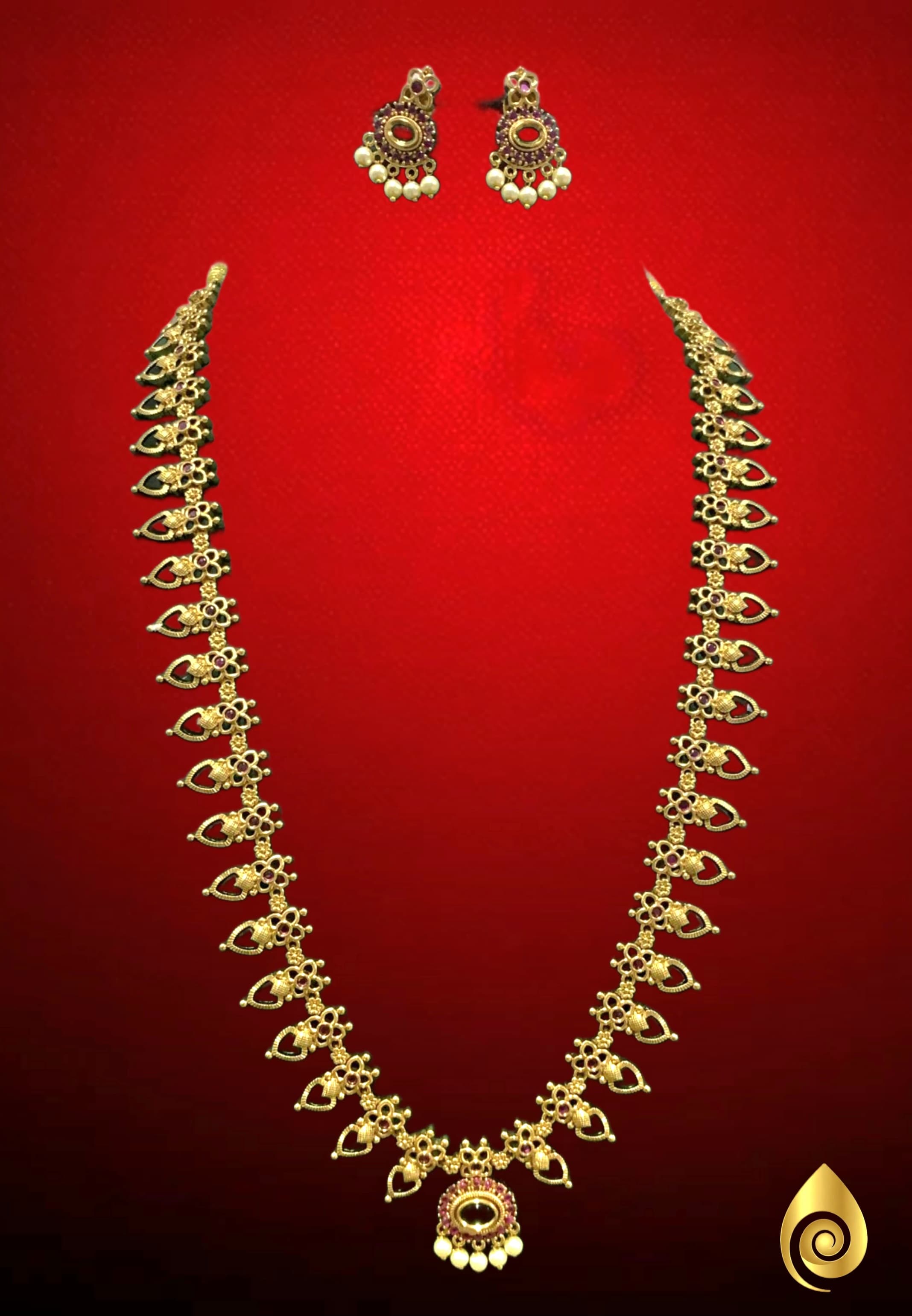 Green Stone Leaf Motif Haram Set thumbnail 1