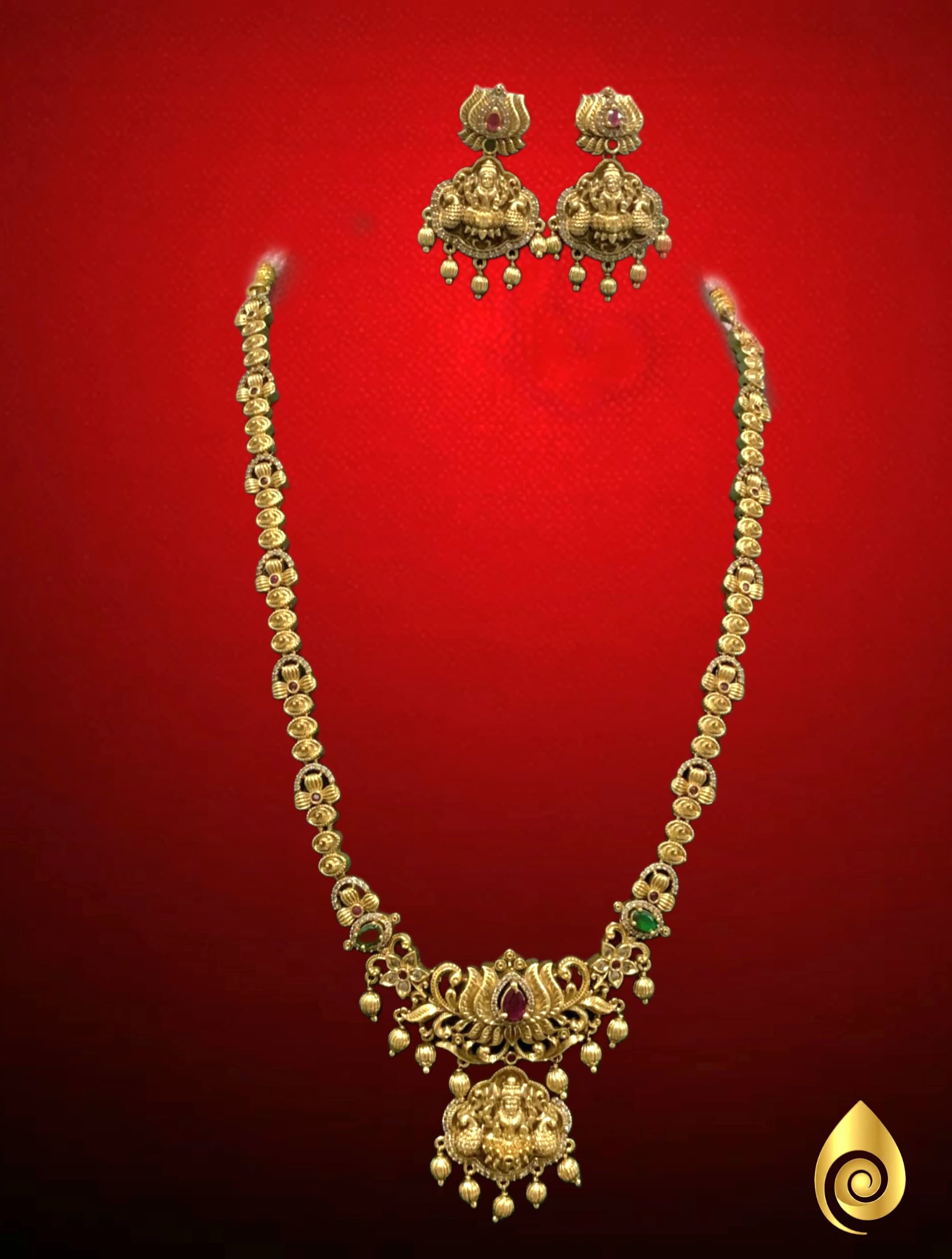 Grand Lotus Centerpiece Antique Haram Set thumbnail 1