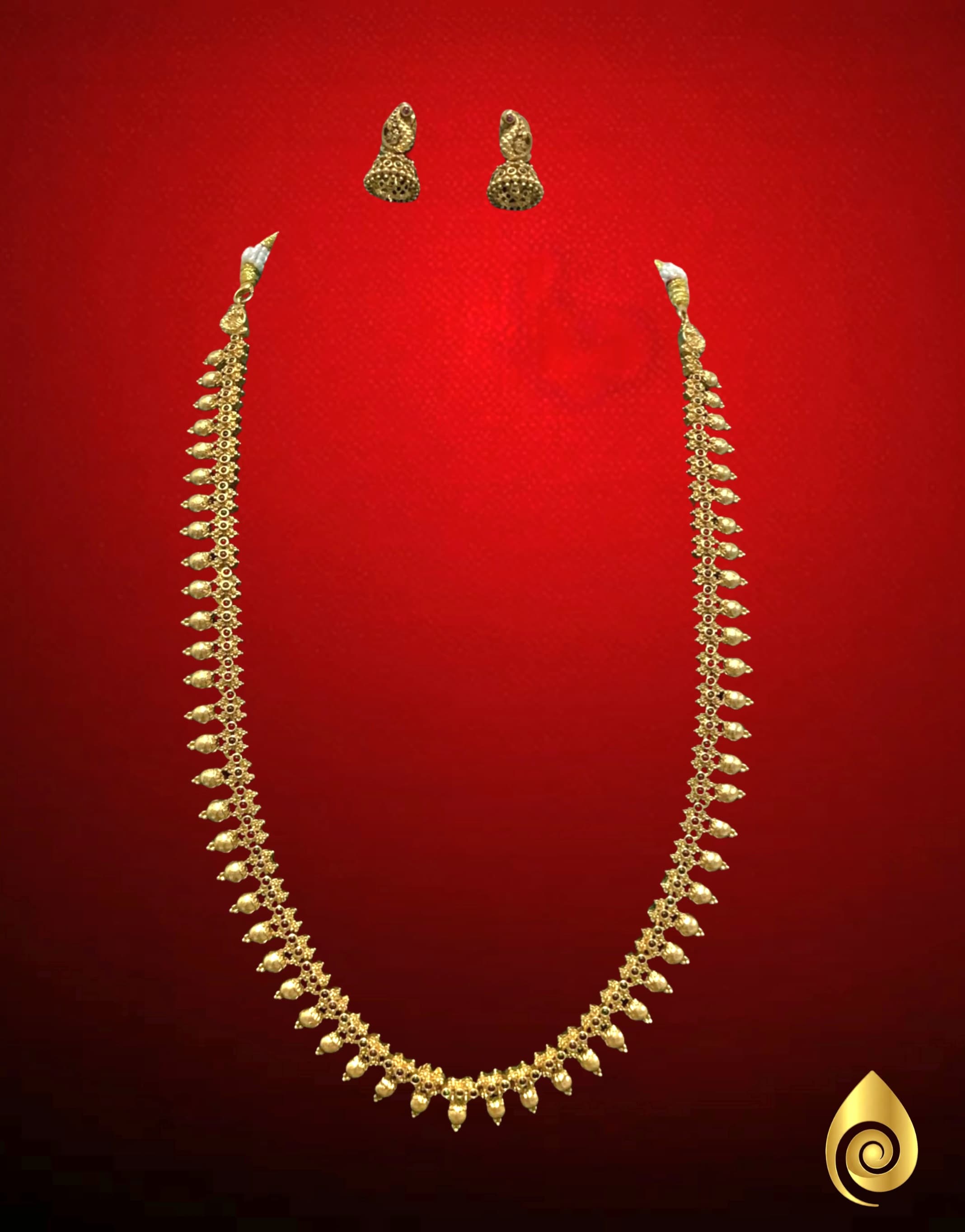 Traditional Gold Bead Drop Haram Set thumbnail 1