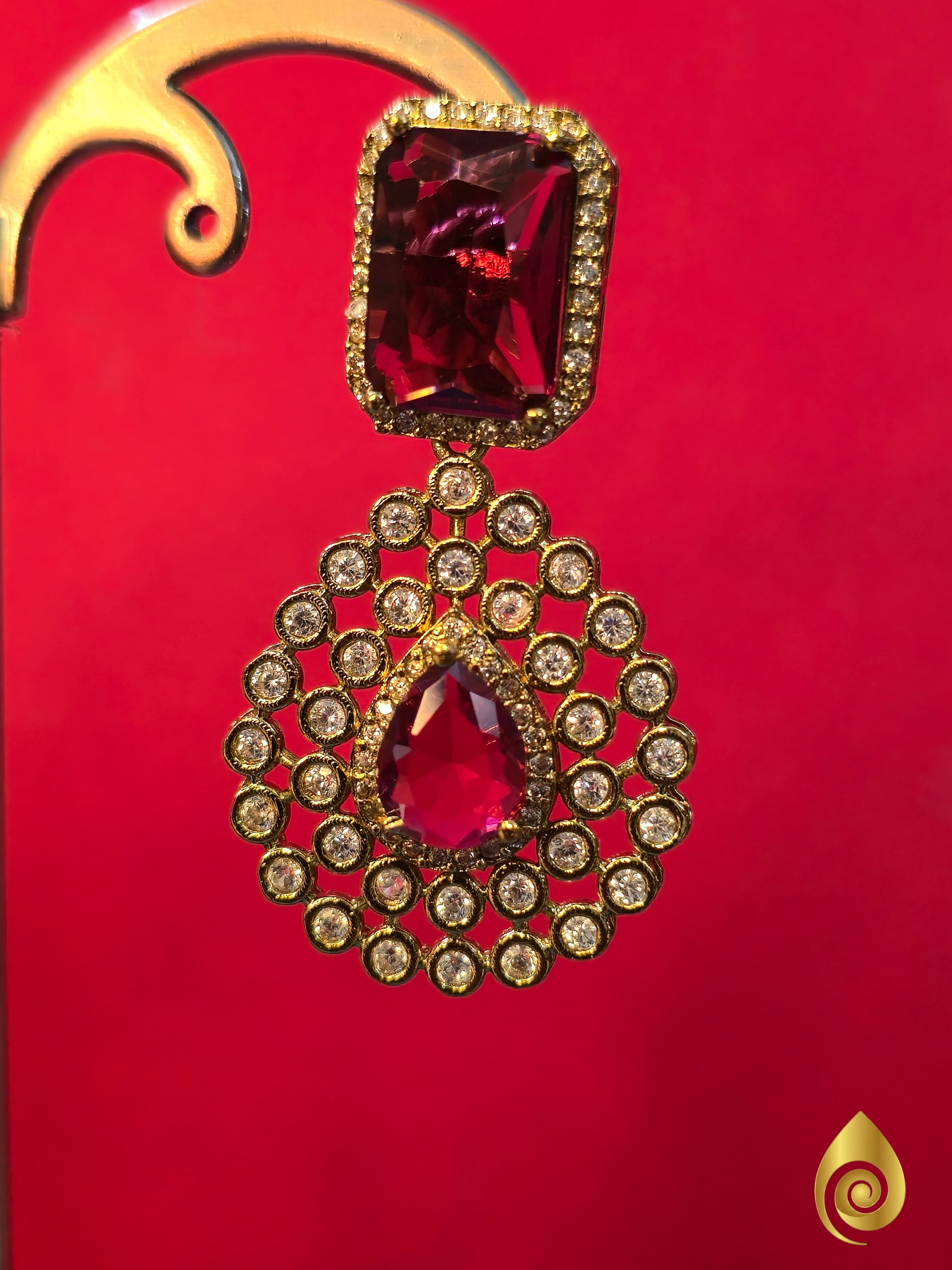 Ruby Centerpiece Stone-Studded Necklace Set thumbnail 4