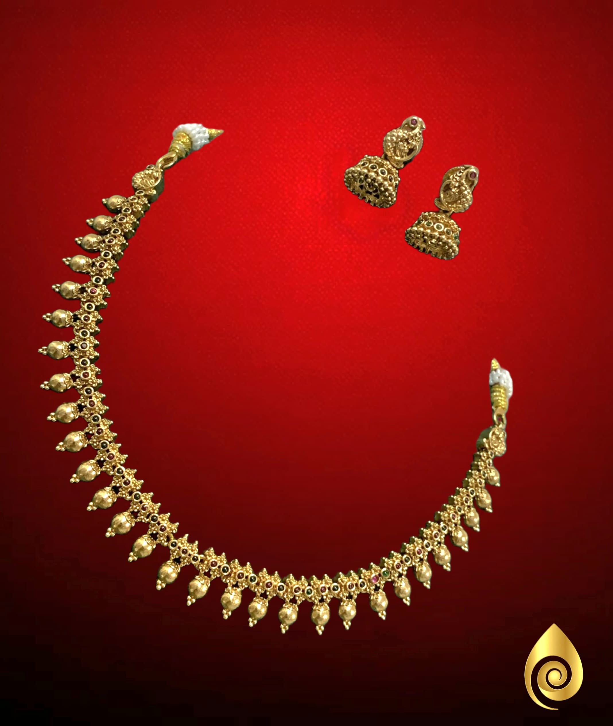 Classic Gold Drop Fringe Necklace Set thumbnail 1