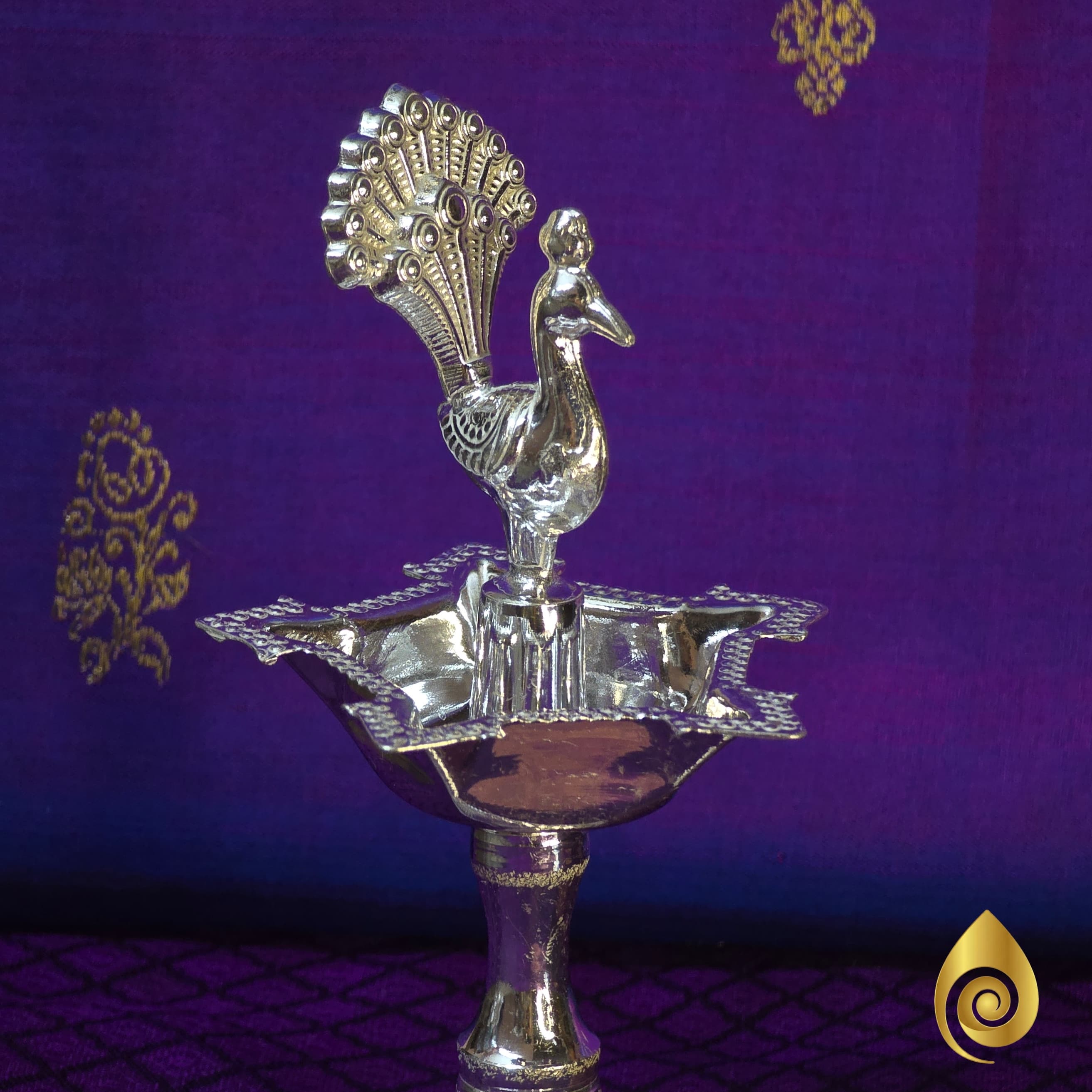 Silver Peacock Lamp thumbnail 3