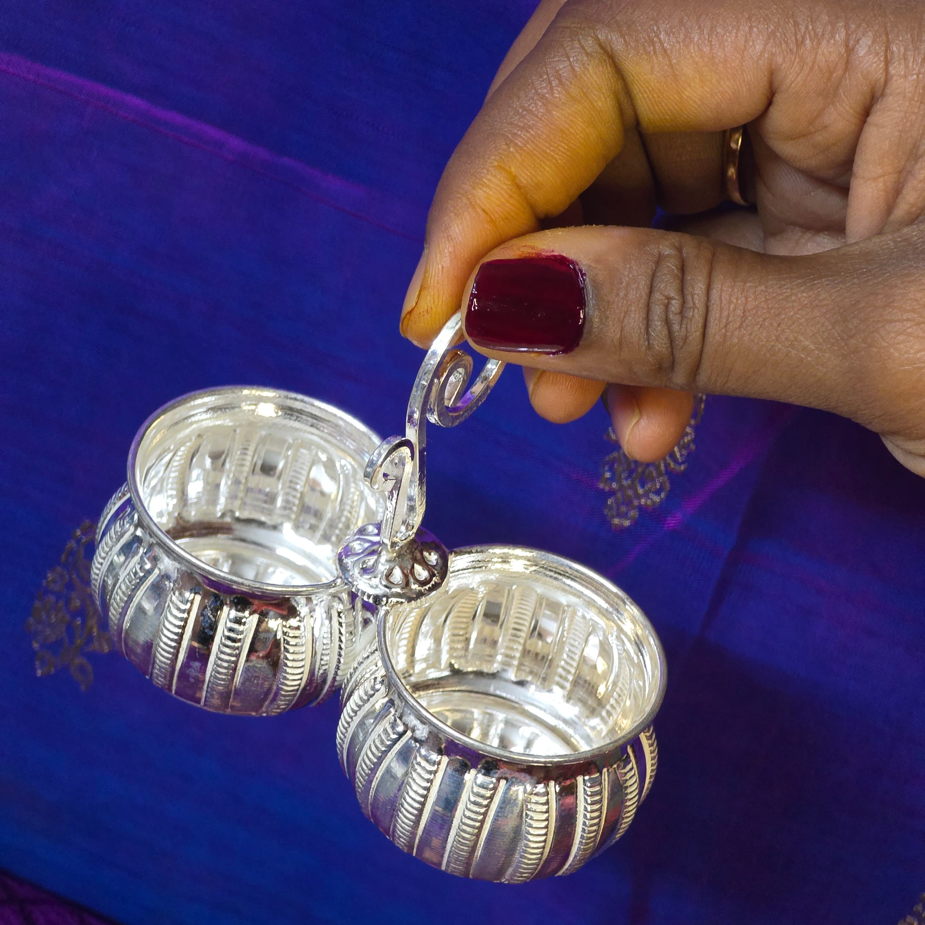 Silver Two Bowl Pooja Set thumbnail 3