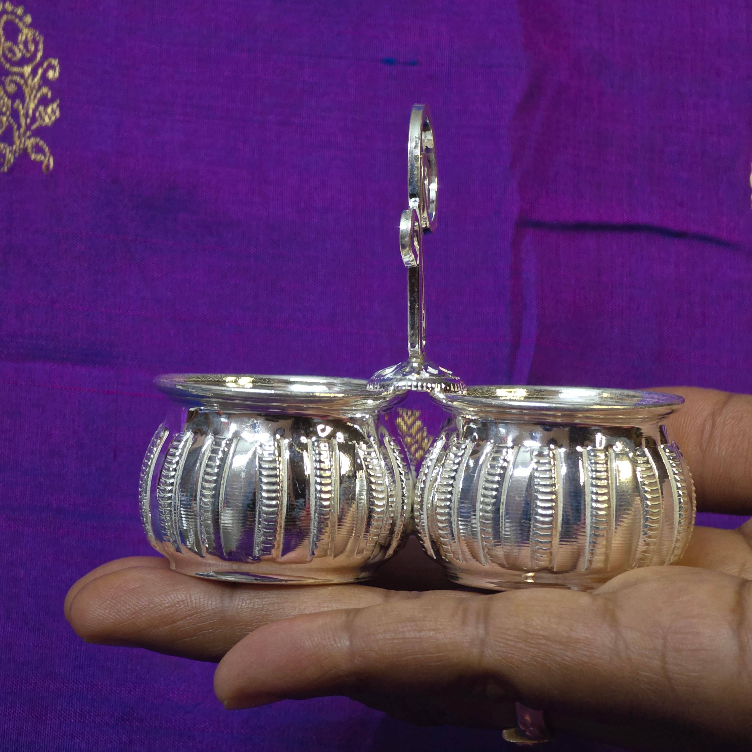 Silver Two Bowl Pooja Set thumbnail 1