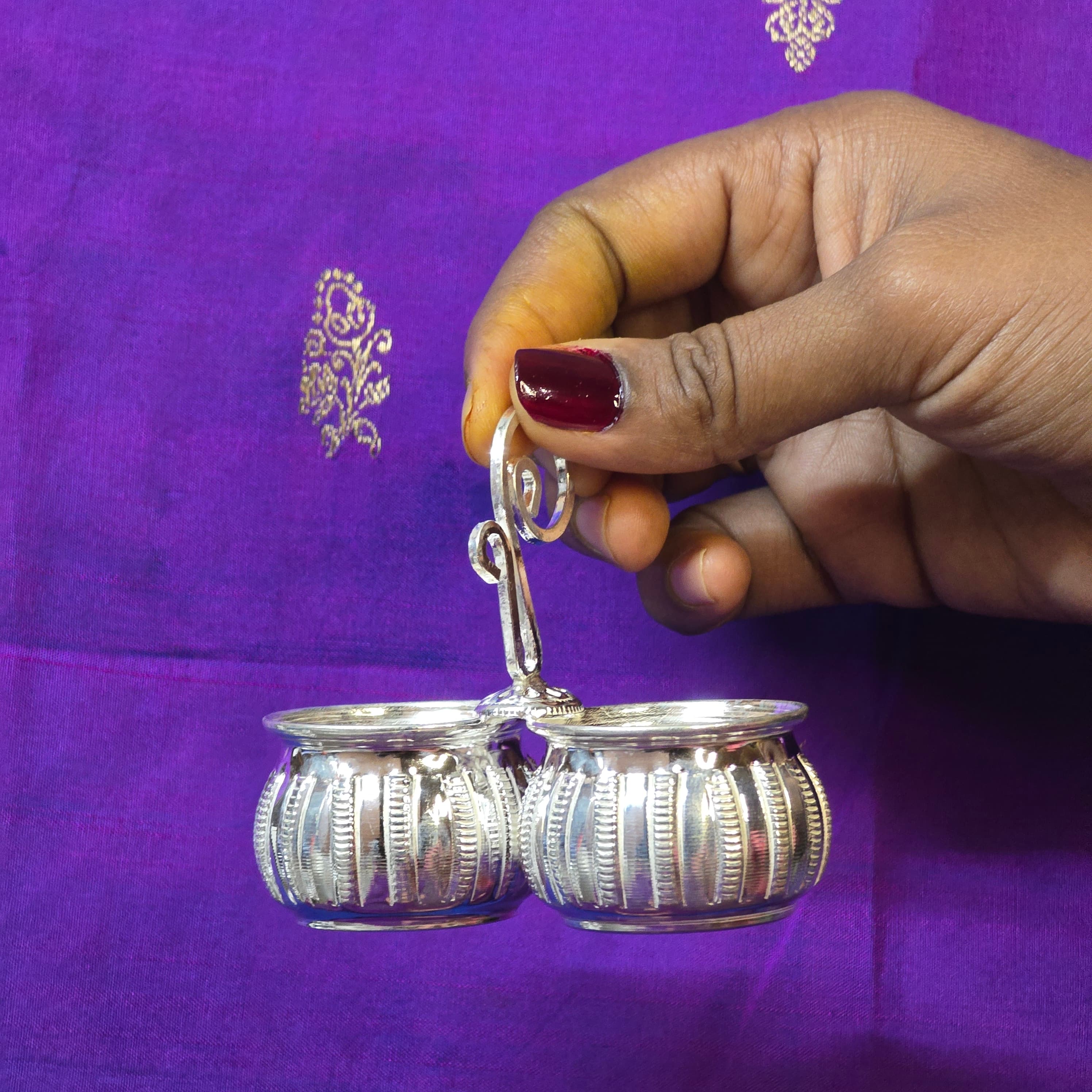 Silver Two Bowl Pooja Set thumbnail 4