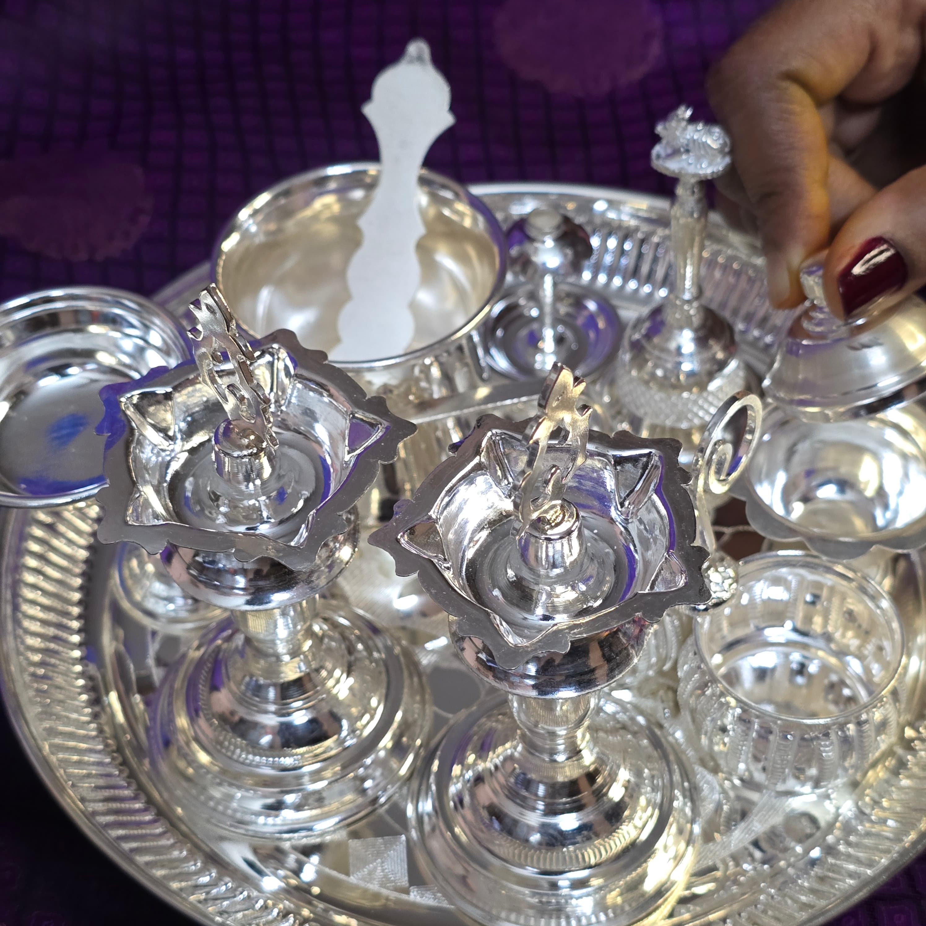 Silver Pooja Essentials Set thumbnail 3