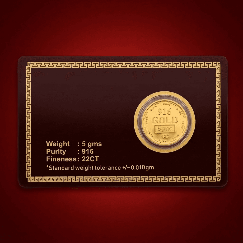 5 Grams 916 Purity - Gold Coin (Flower Design)