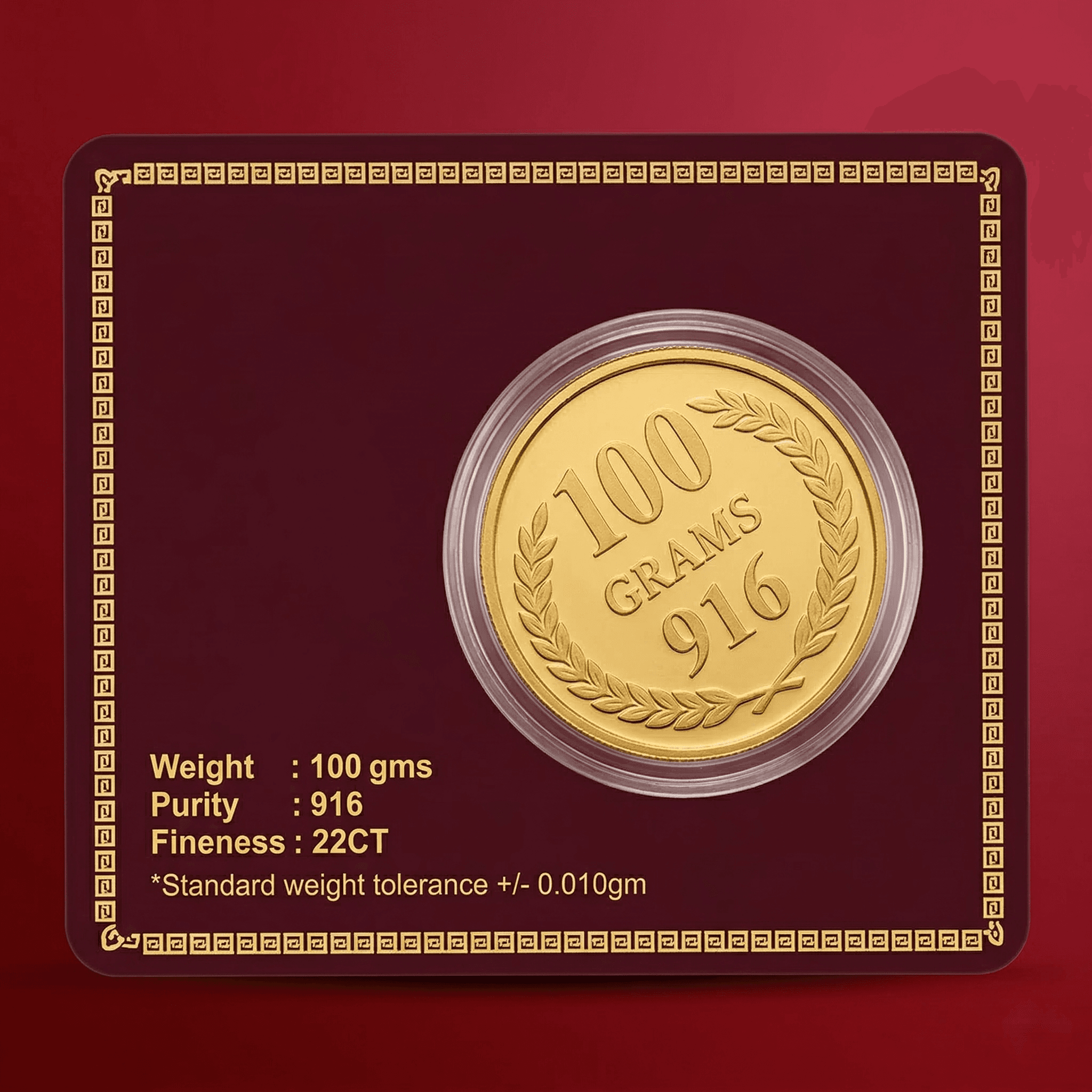 100 Grams 916 Purity - Gold Coin (Flower Design)