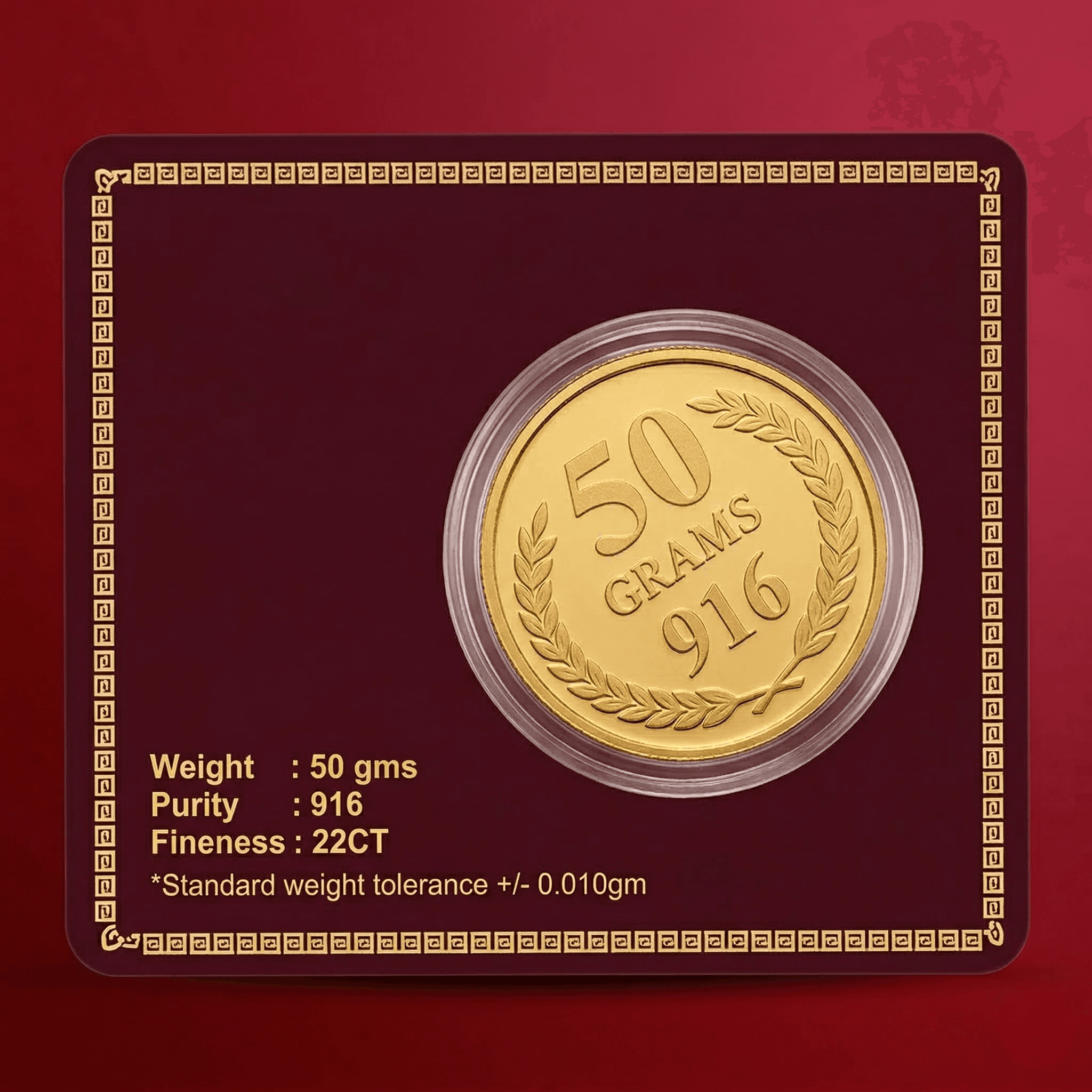 50 Grams 916 Purity - Gold Coin (Flower Design)