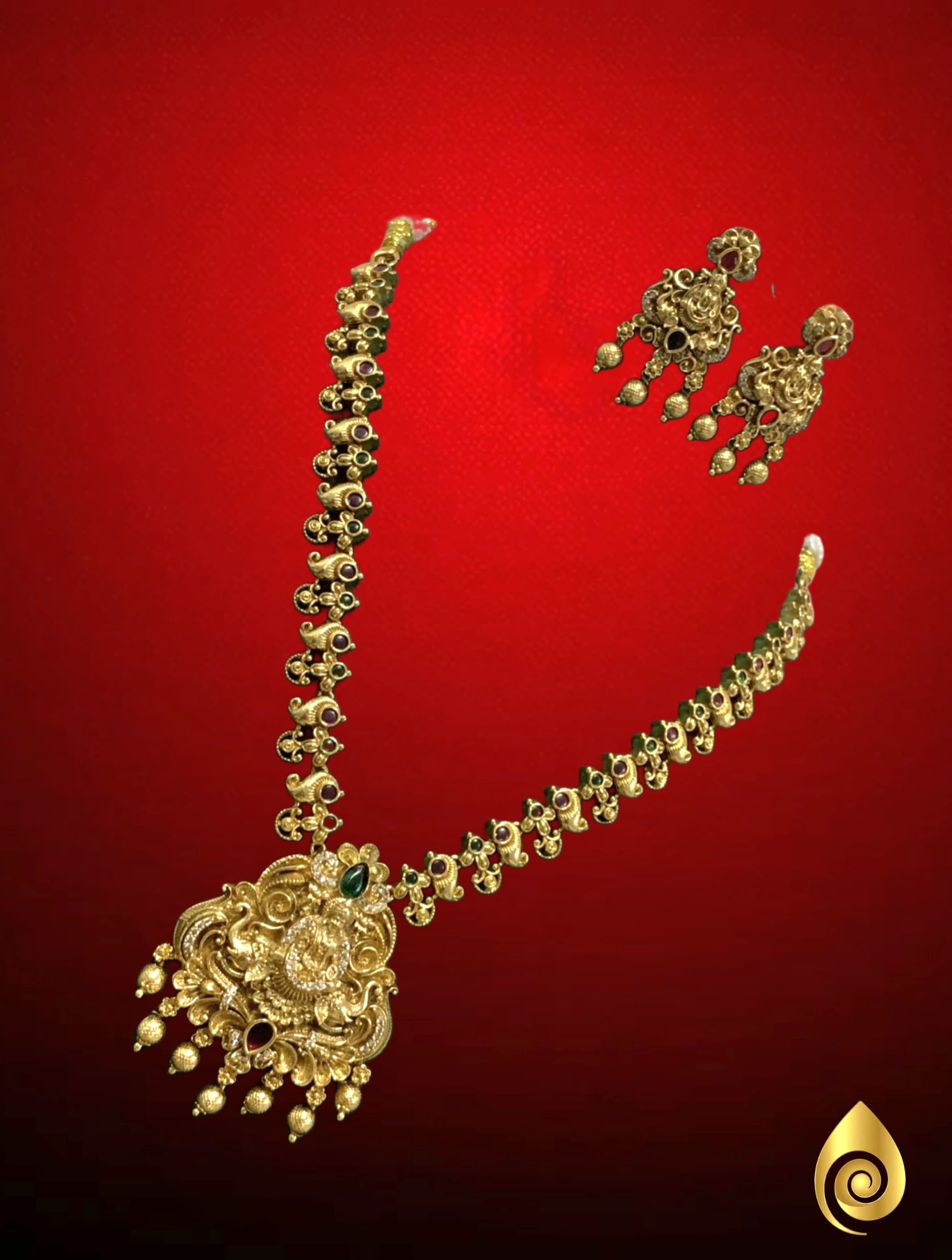 Antique Mango Link Temple Haram Set